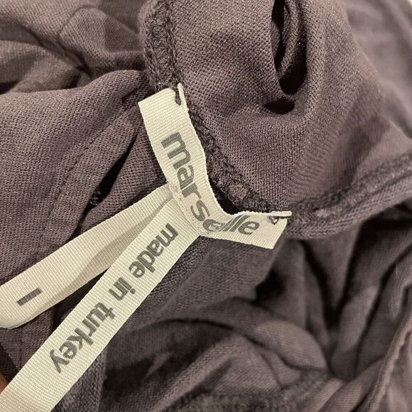 Marseille Sheer Panel Linen Top Womens Large Asymmetric Hem - Picture 3 of 5